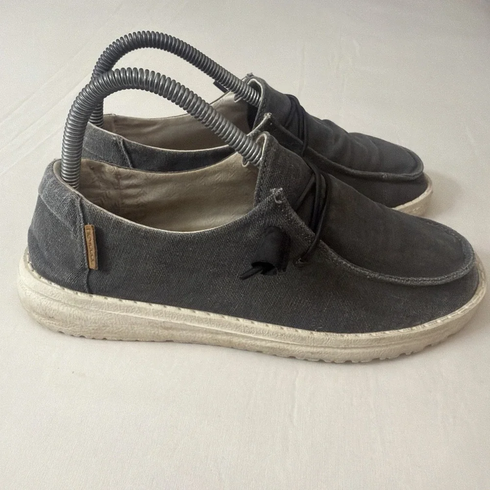 Hey Dude Loafers Women 7 M Wendy Holiday Sparkle Shoes Gray Canvas‎ Lace Slip On - Picture 15 of 16